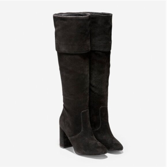 Cole Haan || "Tess" Cuff Heeled Suede Boots - Picture 1 of 7